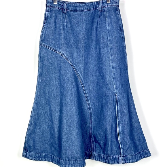 Elle Long Denim Slit Maxi Flare Skirt Womens XL Y2K Western Prairie Festival - Picture 1 of 12